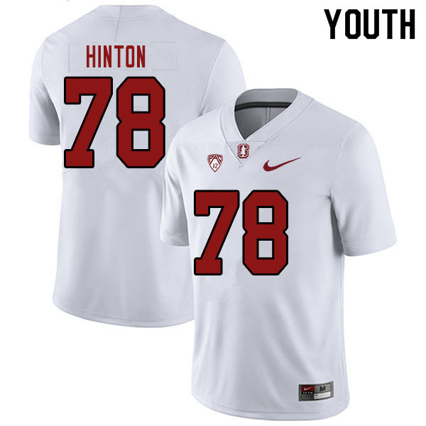 Youth #78 Myles Hinton Stanford Cardinal College Football Jerseys Sale-White - Click Image to Close